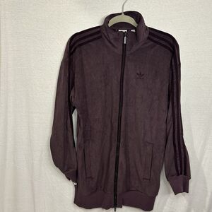 Adidas Track Jacket Womens XS Originals Classics Shadow Maroon Suede Full Zip
